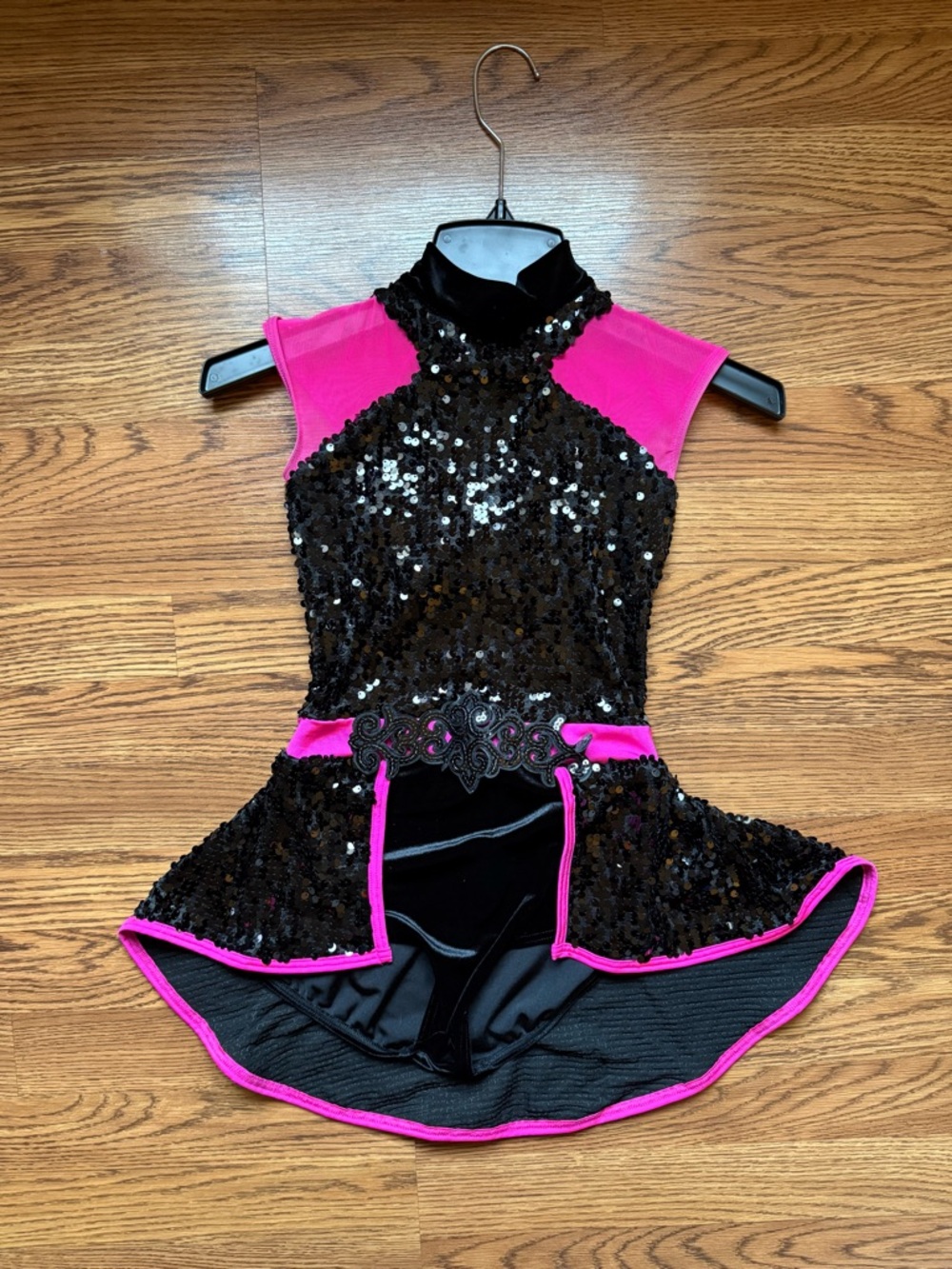Revolution Dancewear Black and Hot Pink Sequin Girls Dance Costume